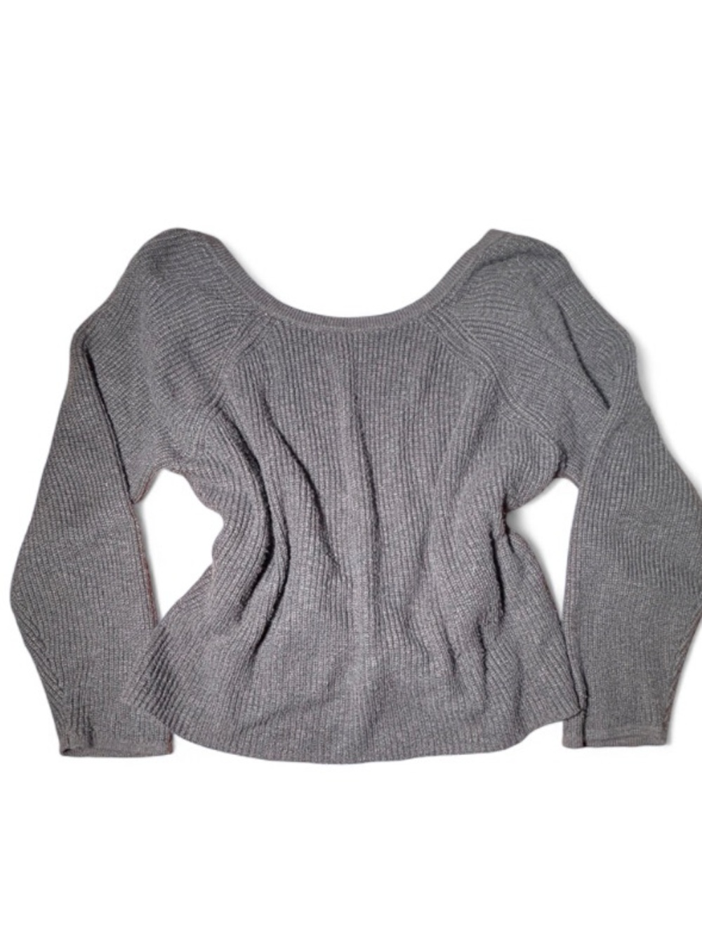 Aerie Ballet Back Sweater | XL | Charcoal Gray | Open Back Knit Pullover - Picture 3 of 5